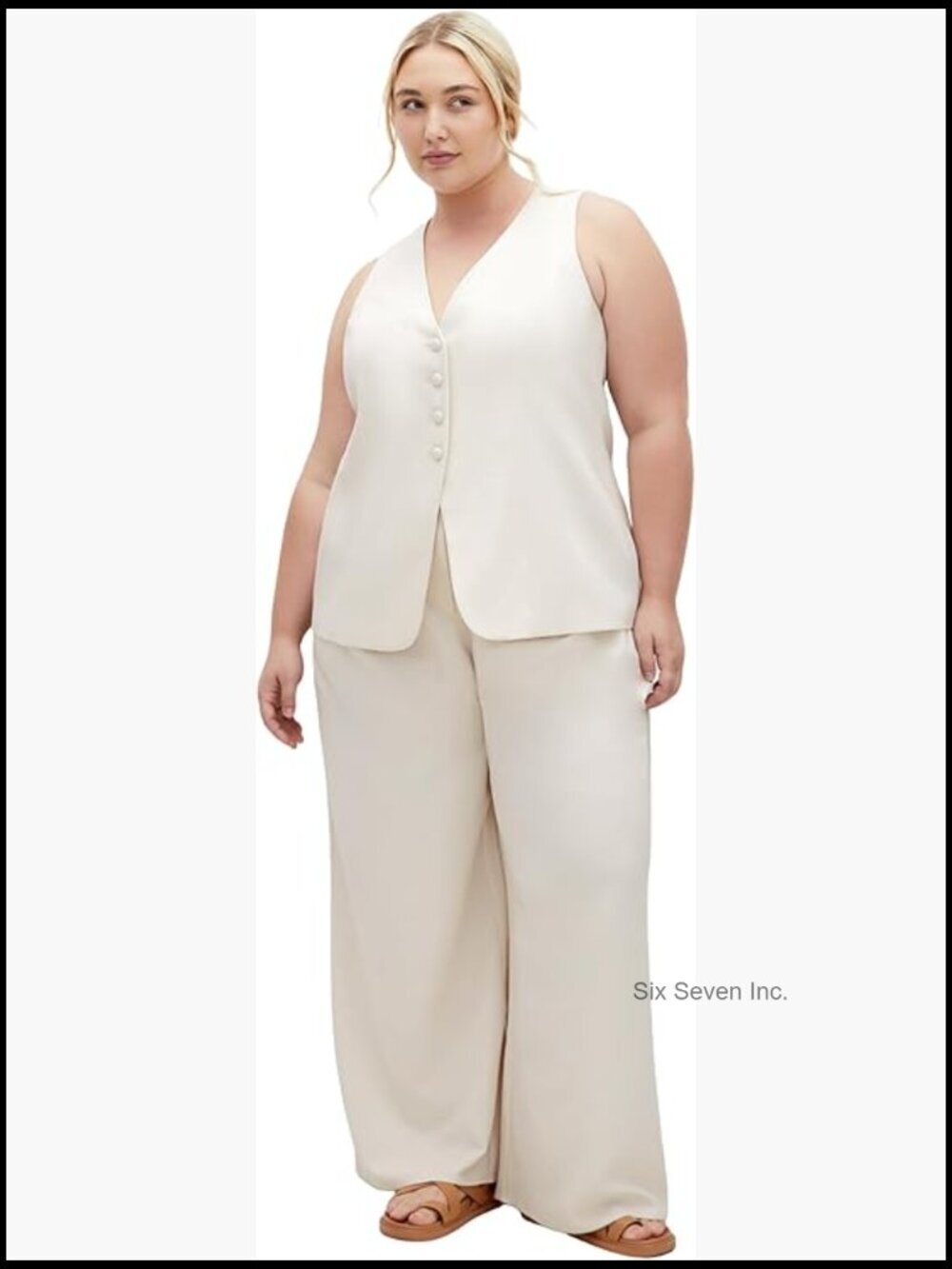 Plus Size Wide Leg Trousers with Pockets